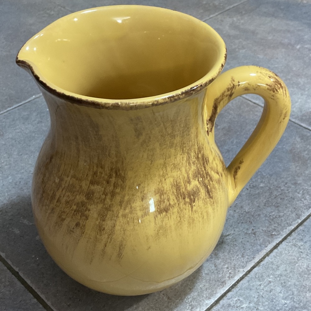Rustic Yellow Ceramic Pitcher made in Italy.